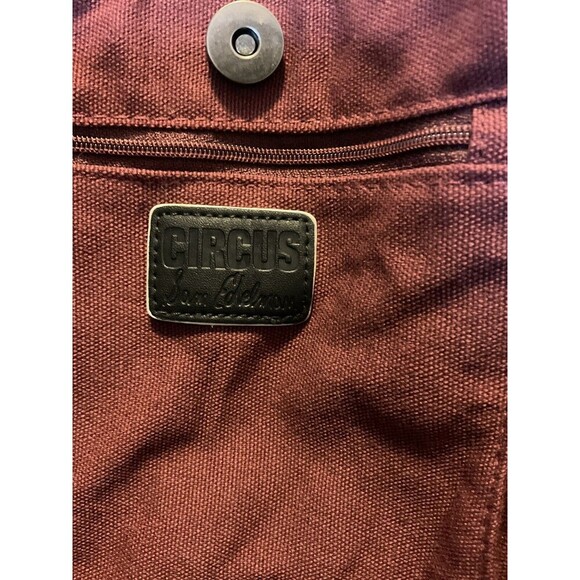 Sam Edelman Circus Maroon Tote Bag Inside Zip Pocket Handle Button Closure 17x17 - Picture 7 of 7